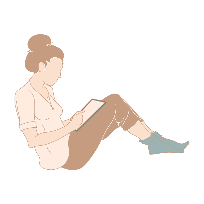 sketch woman building website on tablet